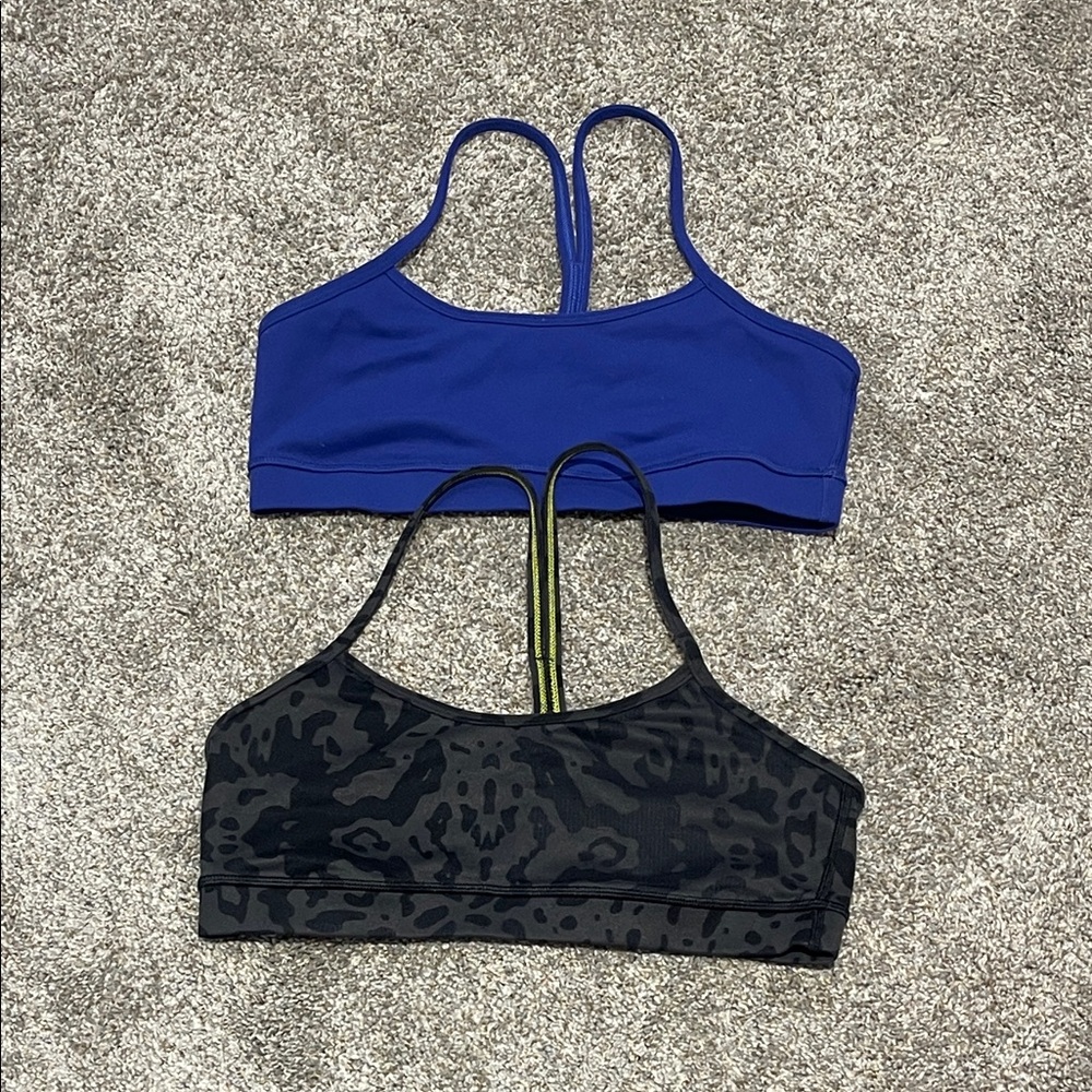 lululemon athletica Flow Y Blue and Black Sports Bras